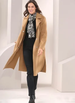 Mantel mit Gürtel und verdeckter Druckerleiste