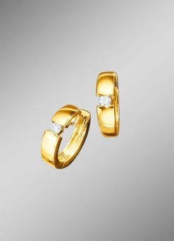 Massive Klappcreolen mit 2 Brillanten