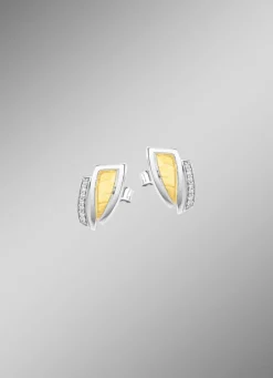 Moderne Ohrstecker in Bicolor mit Zirkonia