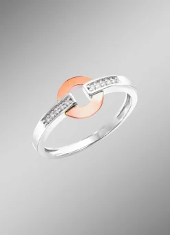 Moderner Damenring in Bicolor mit 10 Brillanten