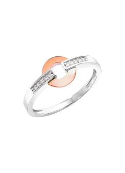 Moderner Damenring in Bicolor mit 10 Brillanten