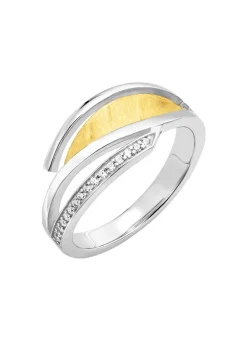 Moderner Damenring in Bicolor mit Zirkonia