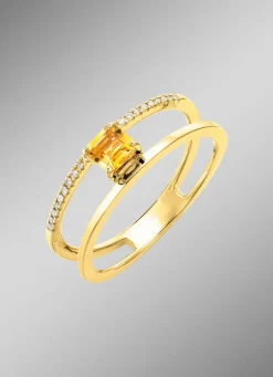 Moderner Damenring mit Citrin und Brillanten