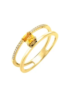 Moderner Damenring mit Citrin und Brillanten