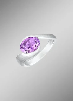Moderner Damenring mit echt Amethyst