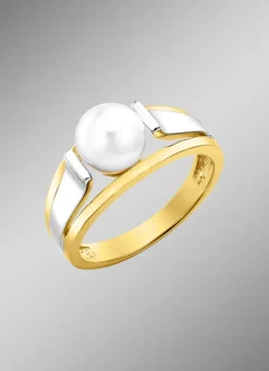 Moderner Damenring mit Süßwasser-Zuchtperle