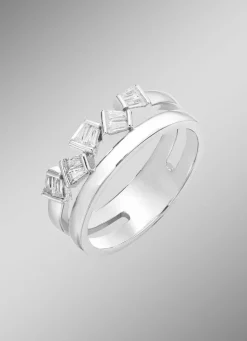 Moderner Damenring mit synth. Zirkonia