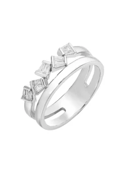 Moderner Damenring mit synth. Zirkonia