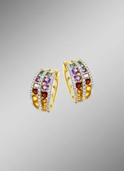 Multicolor Klappcreolen mit Edelsteine und Brillanten