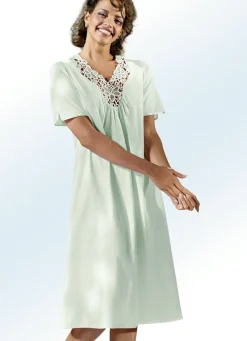 Nachthemd, Kurzarm mit Spitze am V-Ausschnitt