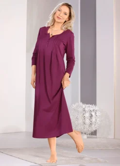 Nachthemd, Langarm mit Biesenverarbeitung und Knopfleiste