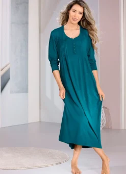 Nachthemd, Langarm mit Biesenverarbeitung und Knopfleiste