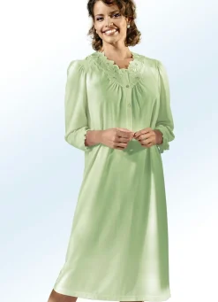 Nachthemd, Langarm mit Knopfleiste und Spitze