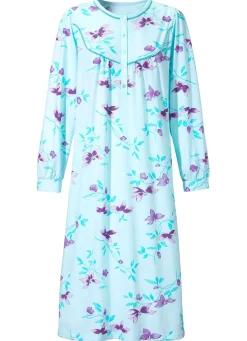 Nachthemd, lange Knopfleiste und knöpfbare Bündchenabschlüssen