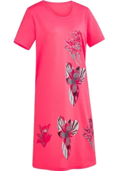 Nachthemd mit platziertem Druck und kurzen Ärmeln