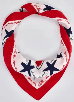 Nickituch mit blauen Seesternen