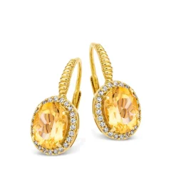 Ohrringe mit echt Citrin und synth. Zirkonia