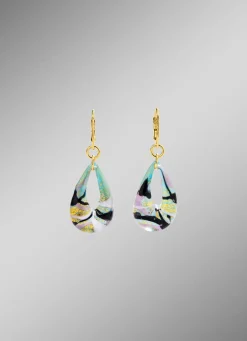 Ohrringe mit Muranoglas in Hellblau- und Goldtönen