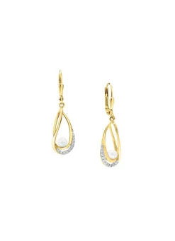 Ohrringe mit Süßwasser-Zuchtperlen und synth. Zirkonia