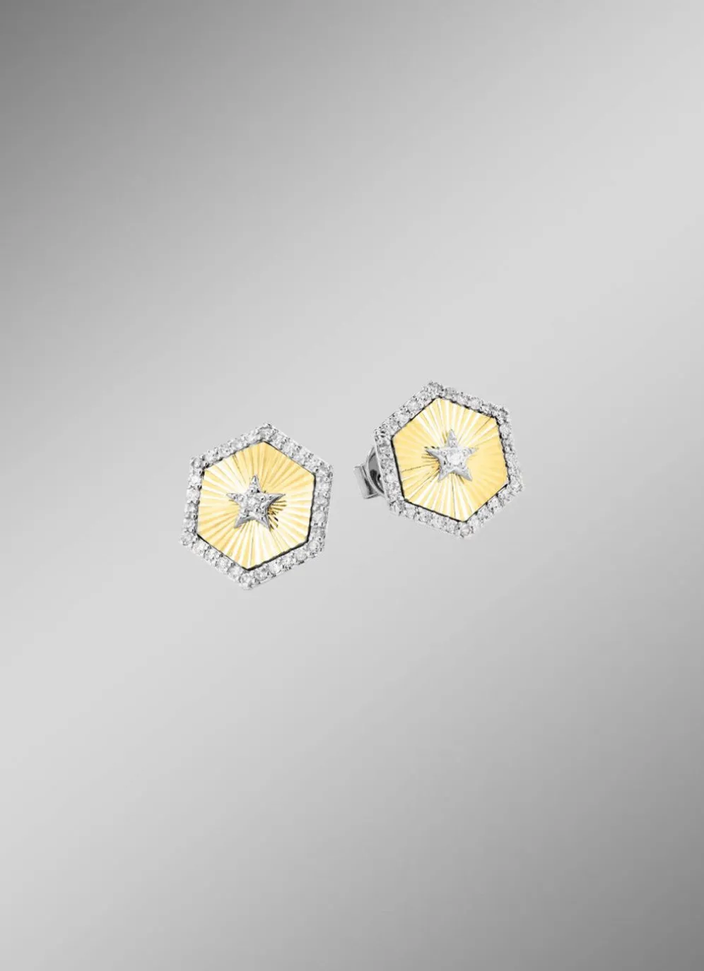 Ohrstecker in Bicolor mit 2 Brillanten und 60 Diamanten