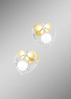 Ohrstecker mit 38 Brillanten und Süßwasser-Zuchtperlen