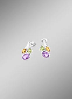 Ohrstecker mit echt Amethyst, echt Citrin und echt Peridot