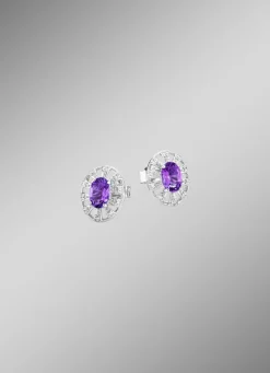 Ohrstecker mit echt Amethyst und synth. Zirkonia