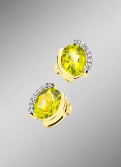 Ohrstecker mit echt Peridot und synth. Zirkonia
