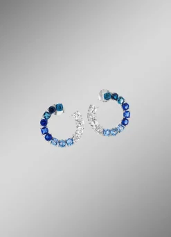 Ohrstecker mit synth. Zirkonia in Weiß und Blautönen