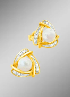 Originelle Ohrstecker mit Süßwasser-Zuchtperlen