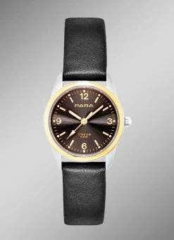 Para-Quartz-Partneruhren mit Lederband