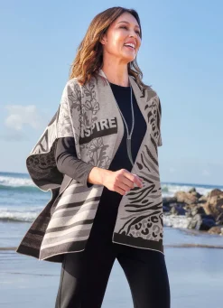 Poncho mit edlem Jacquard-Dessin