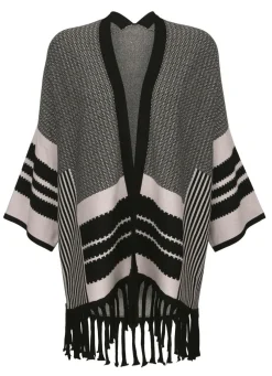 Poncho-Strickjacke in Jacquard-Dessin