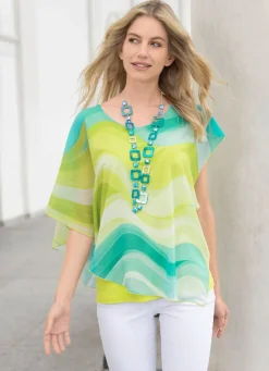 Poncho-Tunika aus Chiffon