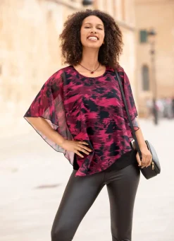 Poncho-Tunika mit eingearbeitetem Top