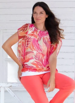 Poncho-Tunika mit eingearbeitetem Top