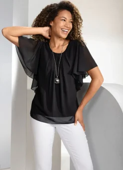 Poncho-Tunika mit Fledermausärmeln