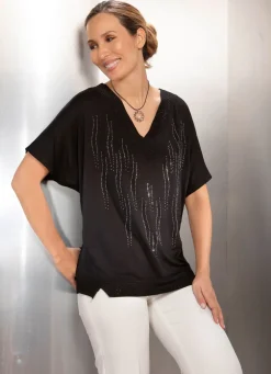 Poncho-Tunika mit Ziersteinen