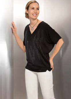 Poncho-Tunika mit Ziersteinen