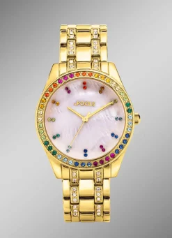 Pools Quartz-Damenuhr mit Metallbandgehäuse