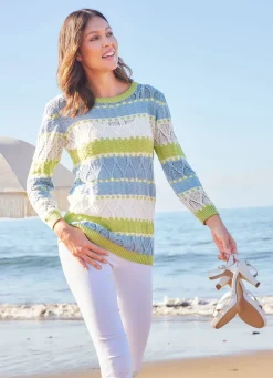 Pullover in Ajour-Strukturmix