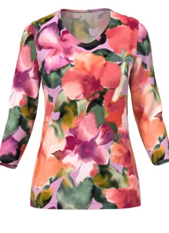 Pullover in floralem Feinstrick