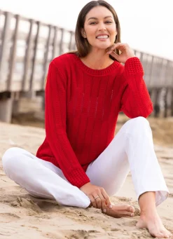 Pullover mit Ajourstreifen