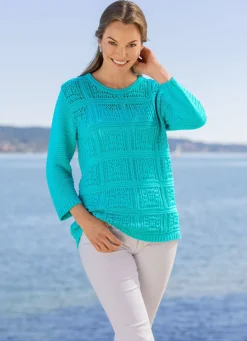 Pullover mit Ajourstrick in Häkeloptik