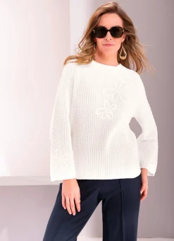 Pullover mit Blütenstickerei