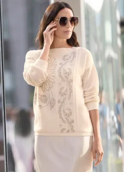 Pullover mit floraler Strasszier