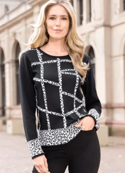 Pullover mit Jacquardakzenten in Tierfelloptik