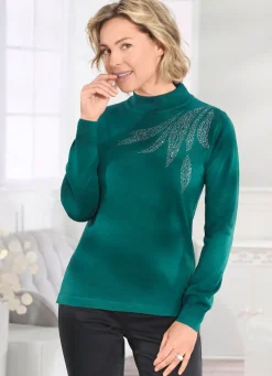 Pullover mit Plättchenzier und mit Schurwolle