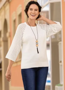 Pullover mit Raglanärmeln in Ajourdessin