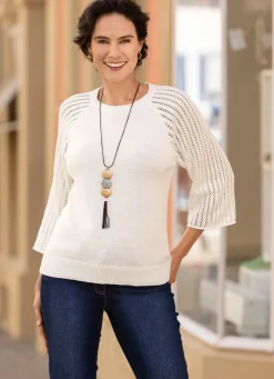 Pullover mit Raglanärmeln in Ajourdessin